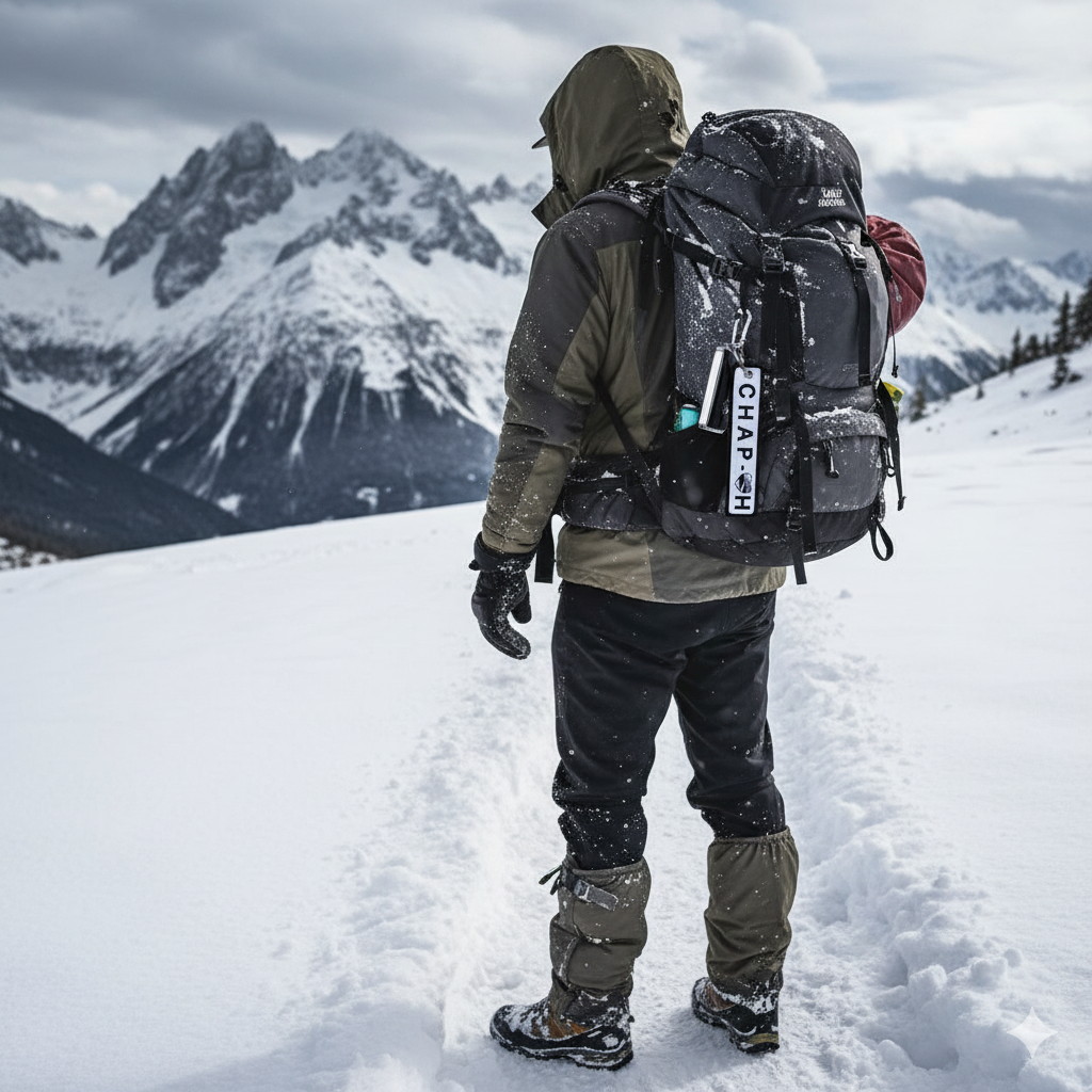 White CHAP-OH Woven Keychain