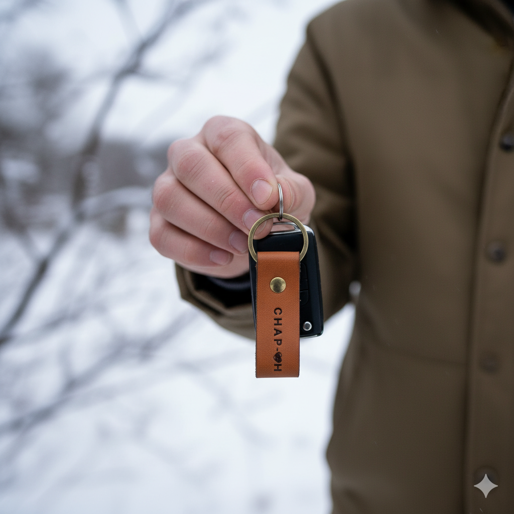 Engraved CHAP-OH Leather Keychain