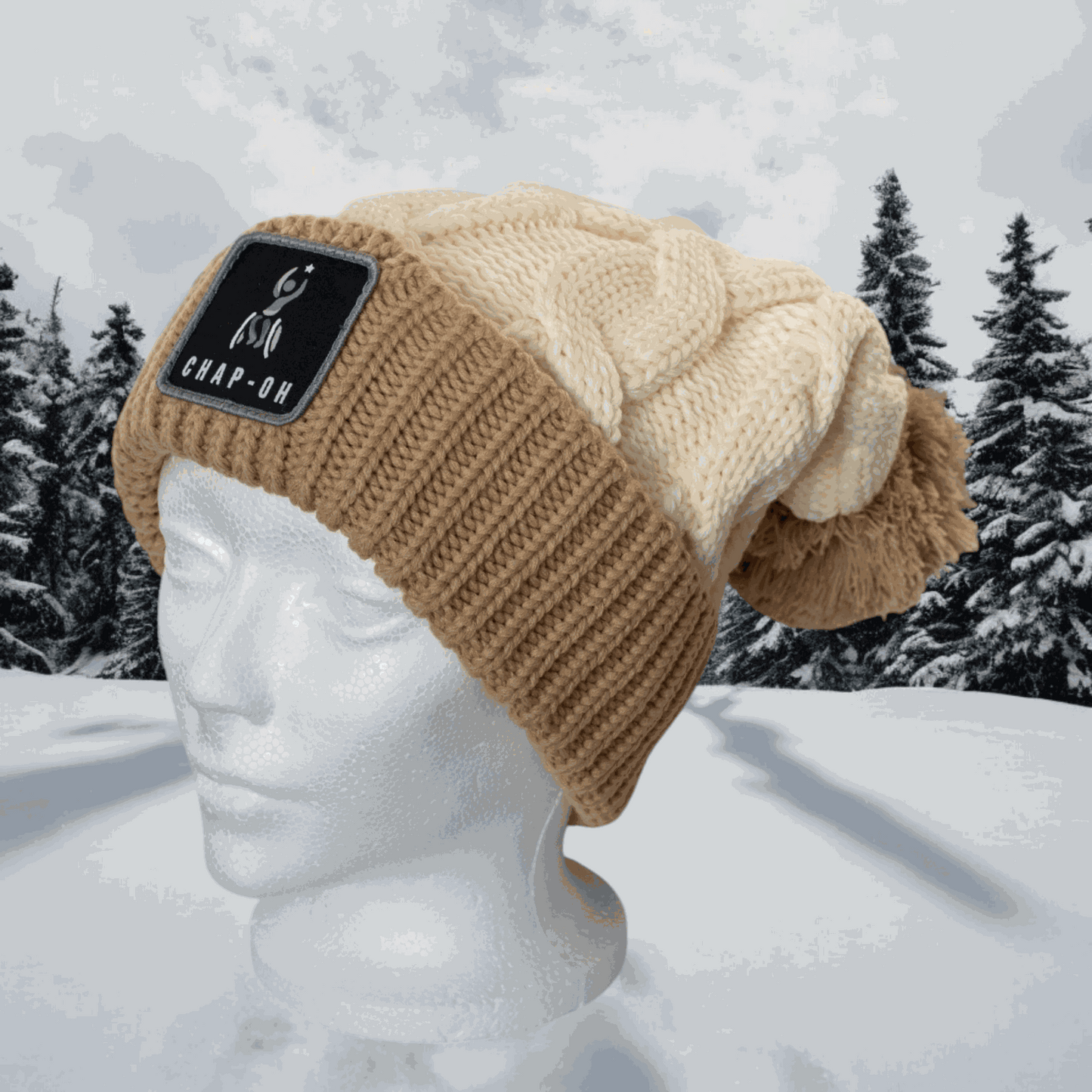 Cream Mocha Chunk Twist Beanie