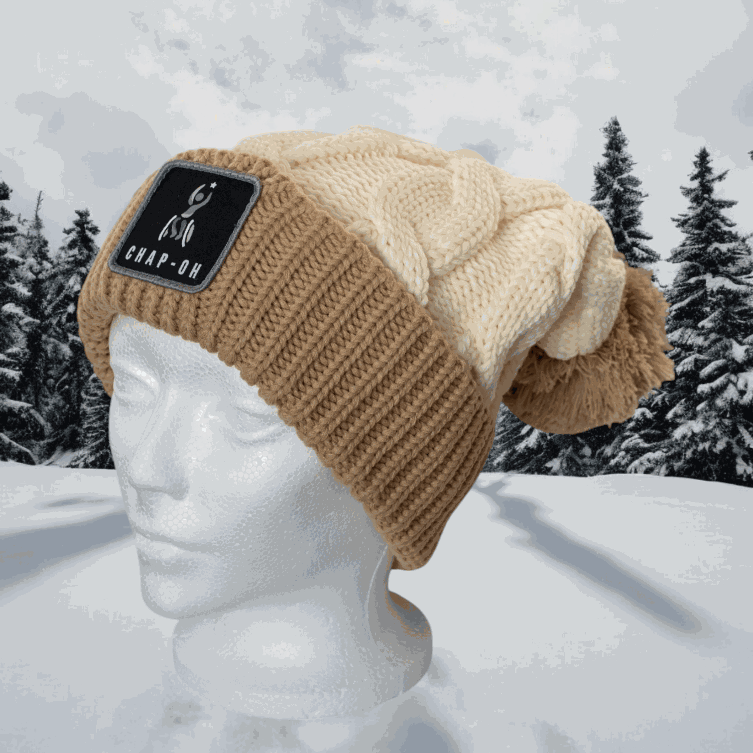 Cream Mocha Chunk Twist Beanie